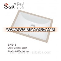 SN018 CUPC bathroom used under counter installation ceramic washbasin